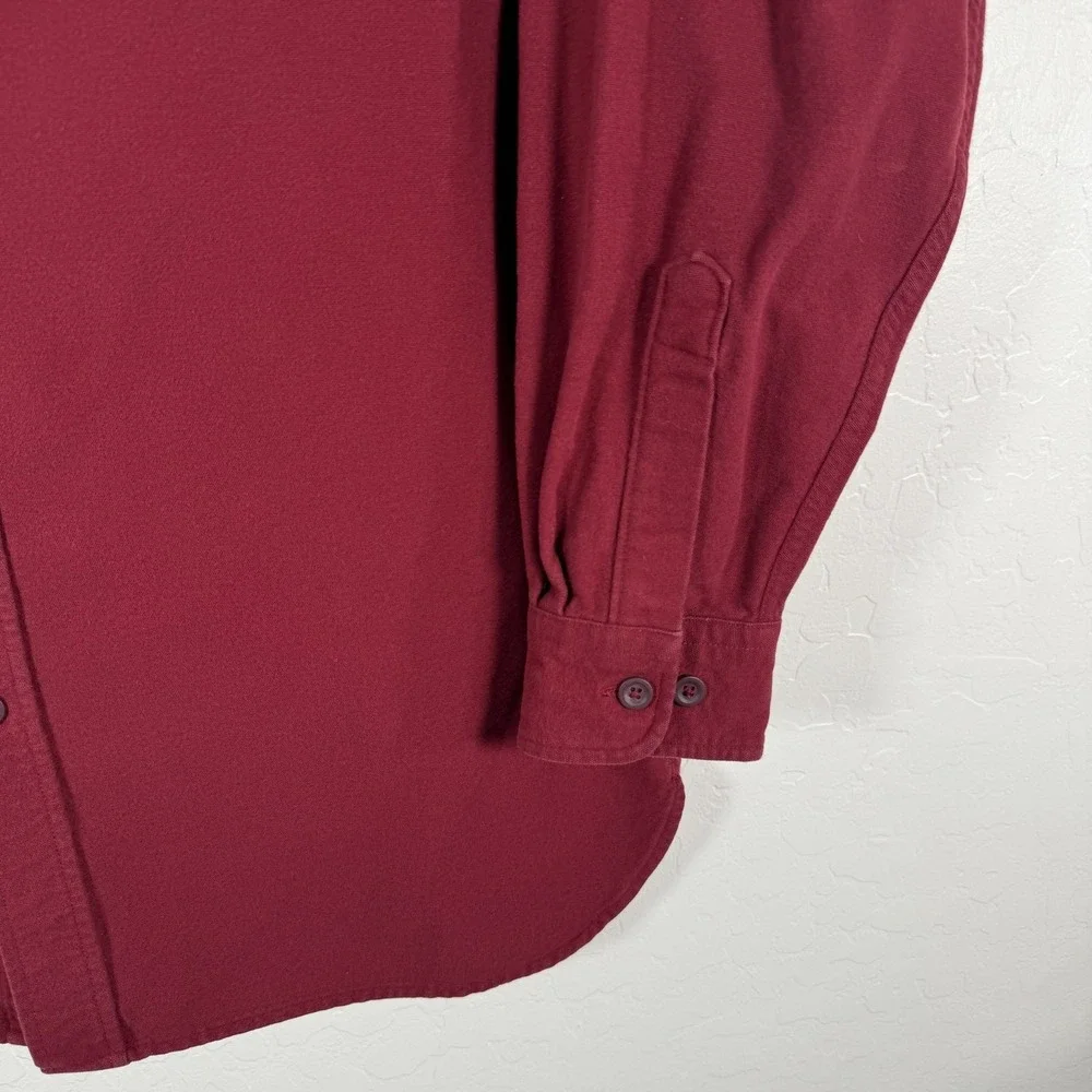 LL Bean Shirt Mens Large Tall LT Red Chamois Cloth Flannel Button Up Outdoor